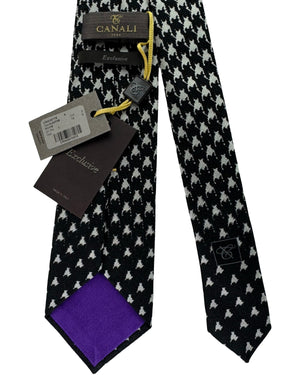 Canali Tie Dark Gray Silver Dots