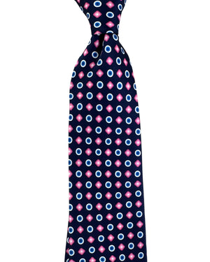 New Church's Tie Navy Pink Geometric SALE