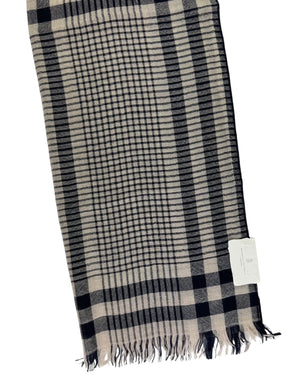 Brunello Cucinelli Scarf Midnight Blue Gray Plaid - Cashmere Silk Men Shawl SALE