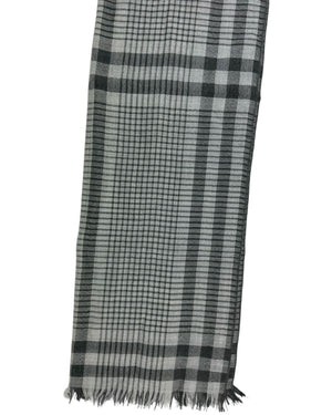 Brunello Cucinelli Scarf Black Gray Plaid - Cashmere Silk Shawl FINAL SALE