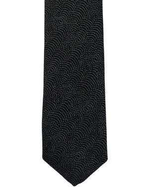 Dolce & Gabbana Skinny Tie Black Silver Dot Swirl Textured