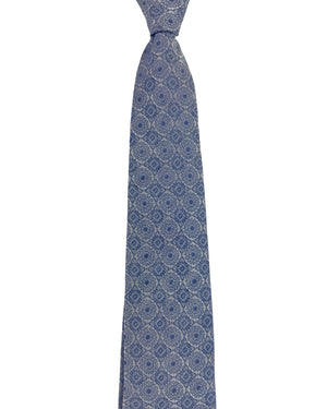 Etro Silk Tie Gray Blue Medallion