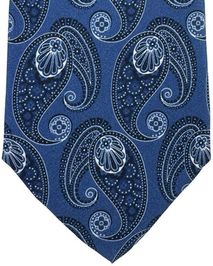Etro Silk Tie Navy Paisley Outline Pattern