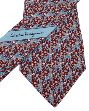 Salvatore Ferragamo Tie Bordeaux Blue Pink Giraffes