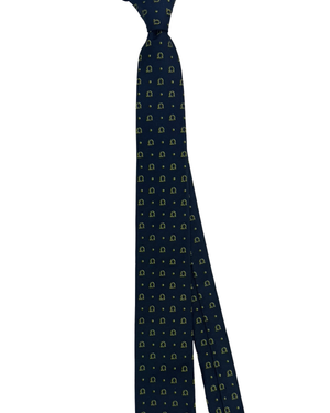 Salvatore Ferragamo Tie Midnight Blue Green Gancini Pattern