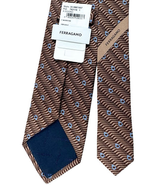 Salvatore Ferragamo Silk Tie Brown Gancini SALE