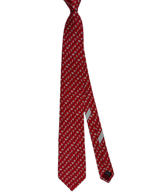 Salvatore Ferragamo Tie Red Letters & Dogs SALE
