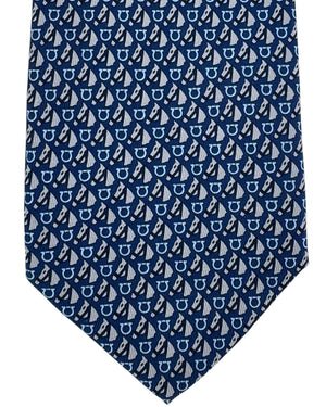 Salvatore Ferragamo Tie Navy Equestrian Horse Design NEW