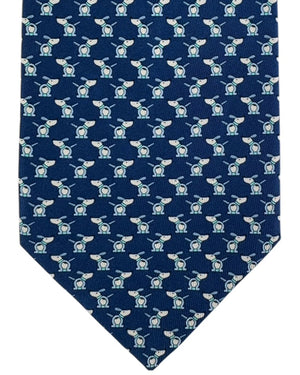 Salvatore Ferragamo Tie Midnight Blue Dog & Gancini