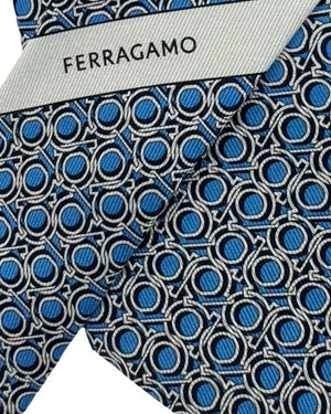 Salvatore Ferragamo Tie Interlocking Gancini Blue