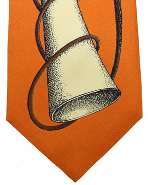 Fornasetti Tie Orange Horn Il Corno Design - Wide Necktie