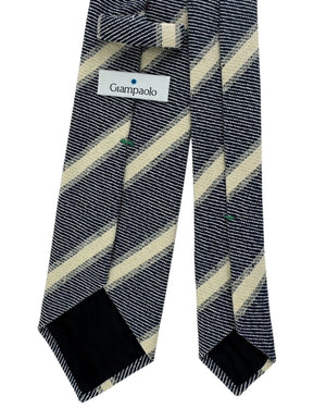 Giampaolo Tie Navy and Cream Diagonal Textured - Sartorial SALE