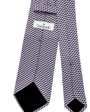 Giampaolo Silk Tie Royal Blue Pink Silver Pattern - Sartorial