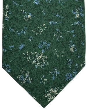 Isaia Sevenfold Tie Forest Green Abstract Splatter