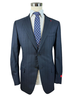 Isaia Suit Midnight Blue Pin Stripe New