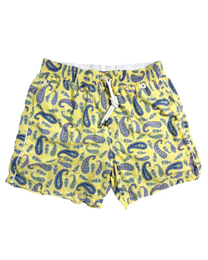 New Isaia Swim Shorts Yellow Paisley