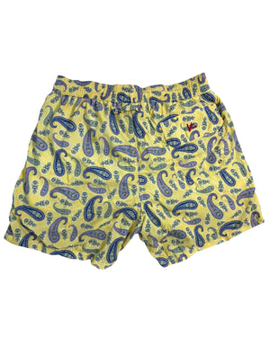 Isaia Swim Shorts Yellow Paisley S - Men Swimwear