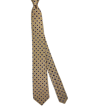 Kiton Tie Tan Burgundy Blue Oval - Sevenfold Necktie SALE