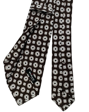 Kiton Sevenfold Tie Brown Diamond Medallion - Summer 2025 Collection