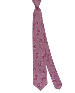 Kiton Silk Tie Pink Paisley Design - Sevenfold Construction