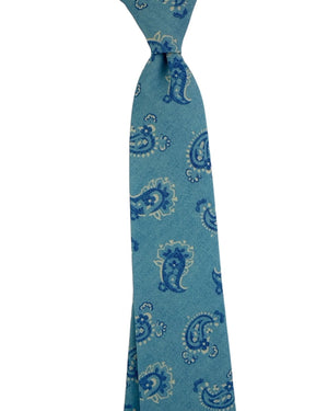 Kiton Sevenfold Tie Blue Paisley
