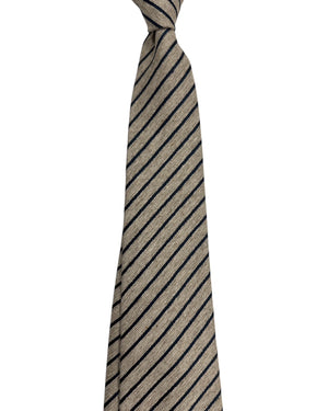 Kiton Sevenfold Tie Gray Midnight Blue Stripes
