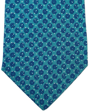 Kiton Sevenfold Tie Royal Blue Sky Medallion Dot