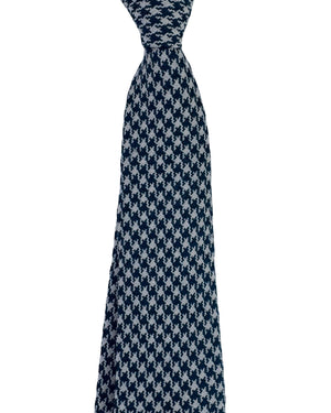 Kiton Sevenfold Tie Dark Blue Houndstooth