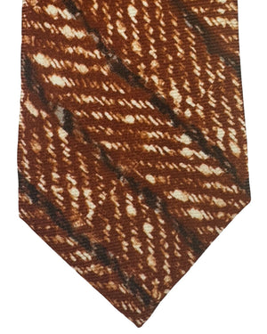 Kiton Sevenfold Tie Brown Pattern Stripes