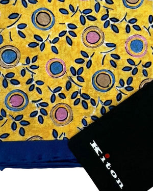 Kiton Pocket Square Yellow Floral