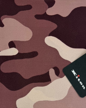 Kiton Silk Pocket Square Brown Camo Design