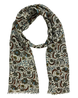 Kiton Scarf Light Gray Botanical Floral