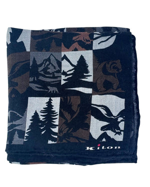 Kiton Small Cashmere Scarf Novelty Gray Brown SALE