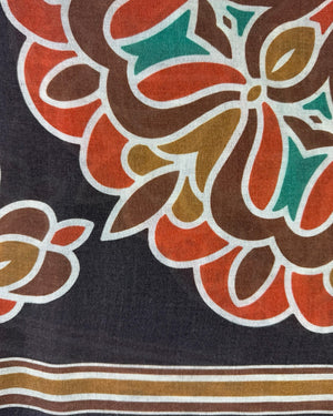 Kiton Cashmere Scarf Brown Floral