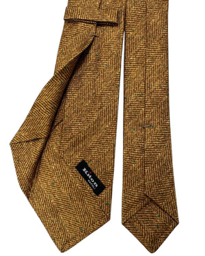 Kiton Sevenfold Tie Brown Design Green Spots