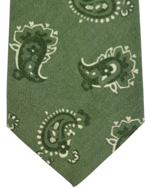 Kiton Sevenfold Tie Sage Green Paisley