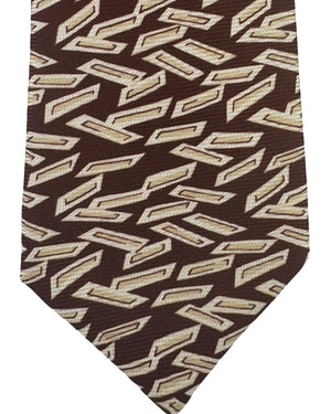 Kiton Sevenfold Tie Brown Geometric Design