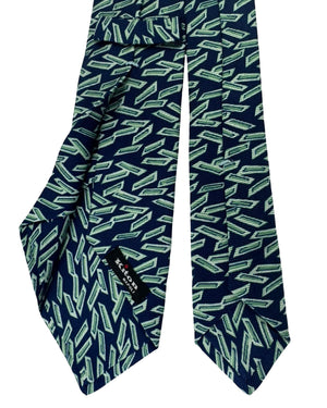 Kiton Sevenfold Tie Navy Mint Green Rectangles