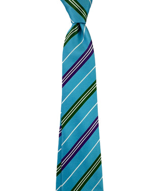 Kiton Unlined Tie Aqua Stripes - Sevenfold