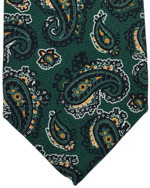Kiton Sevenfold Tie Dark Green And Gold Paisley SPECIAL ORDER