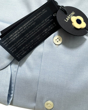 Lardini Dress Shirt Solid Blue - Spread Collar 41 - 16 SALE