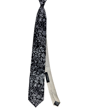 Leonard Paris Silk Tie Black Floral - Hand Made In Italy