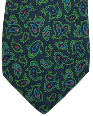 E. Marinella Navy Tie Green Red Paisley Vintage