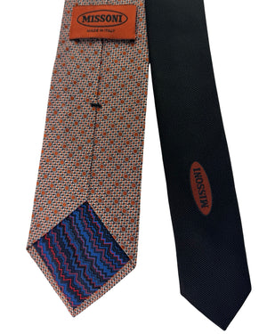 Missoni Silk Tie Ivory Orange Micro Circle Pattern