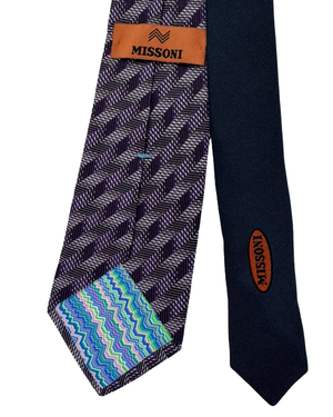 Missoni Silk Tie Purple Zig Zag Pattern