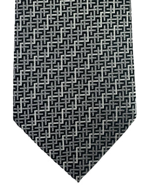 Missoni Silk Tie Black and Silver Herringbone ZigZag