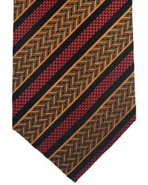 Missoni Silk Tie Rust Orange Black Striped Design