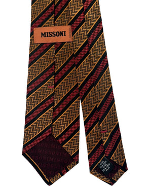 Missoni Silk Tie Rust Orange Black Striped Design