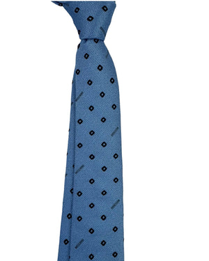 Moschino Silk Tie Light Blue Black Logo Mini Squares
