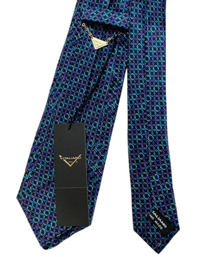 Vitaliano Pancaldi Pleated Silk Black Blue Purple Chain Link